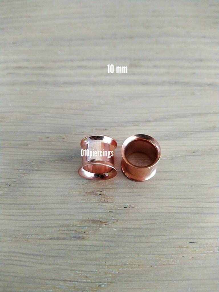 Nieuwe tunnels, pluggen. Staal. Rosé goud. 8, 10 Mm., Ophalen of Verzenden, Zo goed als nieuw, Staal, Oor- of Traguspiercing