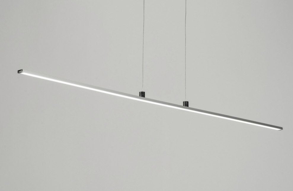Zilverkleurige dunne LED hanglamp, Ophalen, Kunststof, Nieuw, Overige fittingen