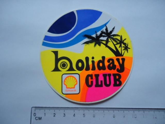 sticker oud Shell Holiday club flowerpower palm retro, Verzenden, Zo goed als nieuw, Bedrijf of Vereniging