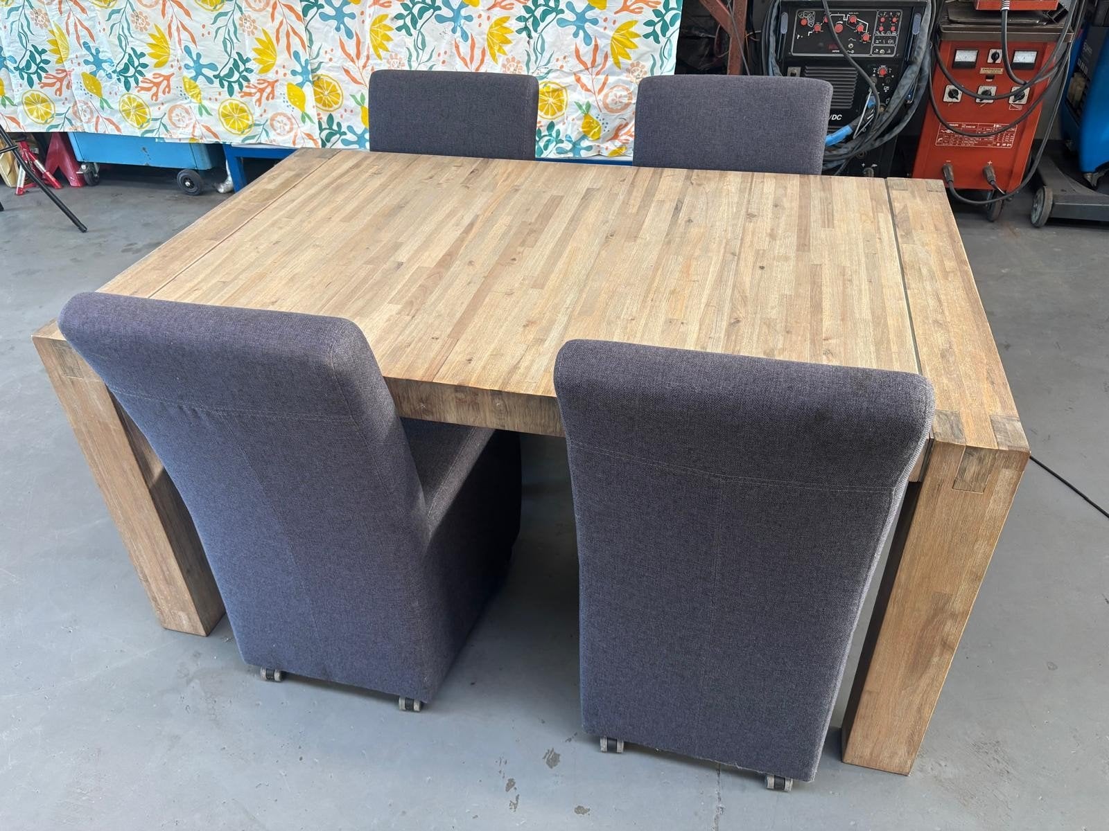 massief houten tafel met stoelen, Ophalen, Gebruikt, 50 tot 100 cm, 150 tot 200 cm