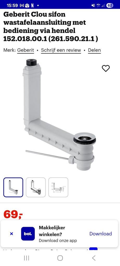 Geberit  clou afvoer, Ophalen of Verzenden, Nieuw
