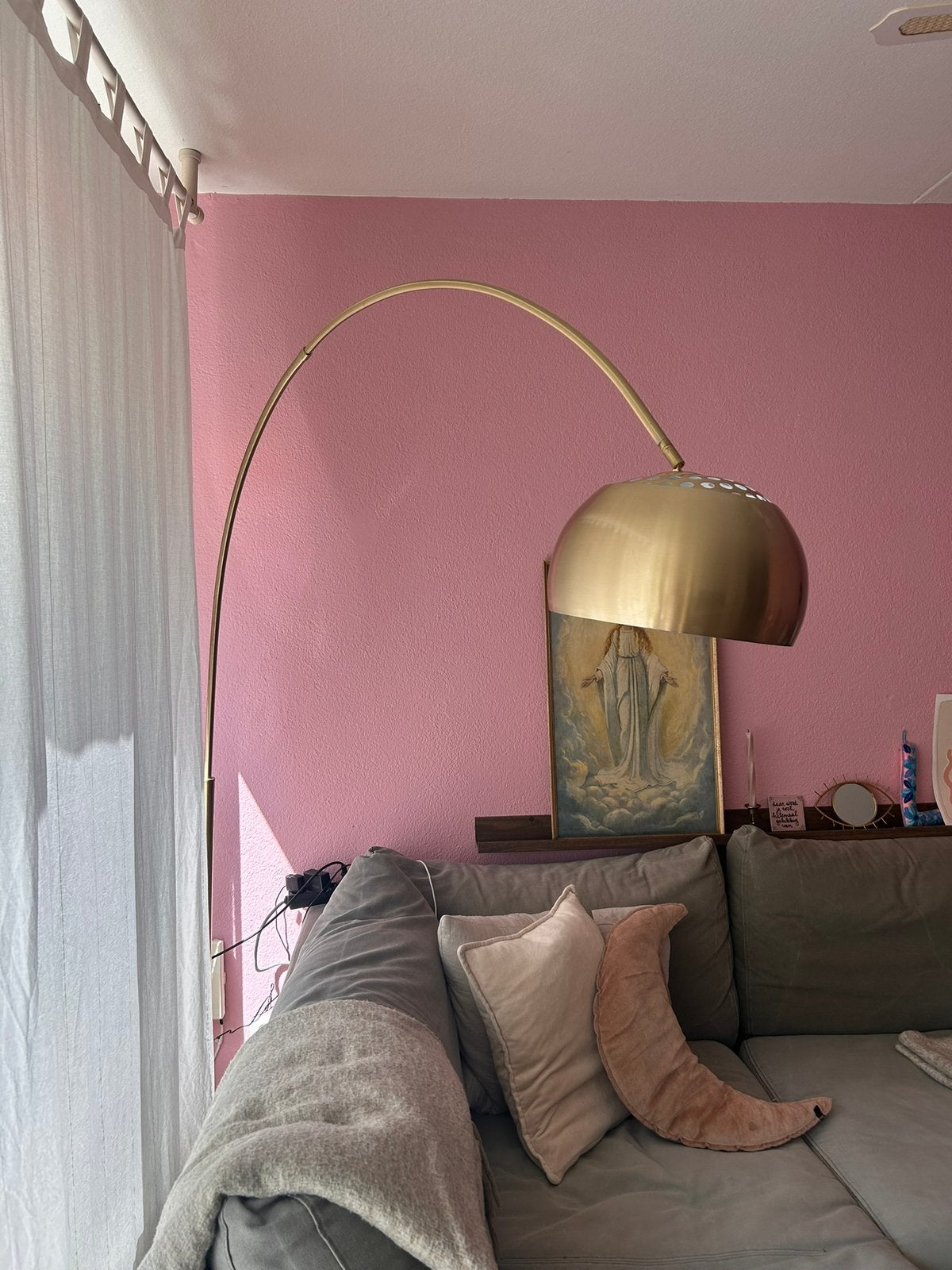 Booglamp goud Zuiver, Huis en Inrichting, Lampen | Vloerlampen, Ophalen, -, -, Zo goed als nieuw