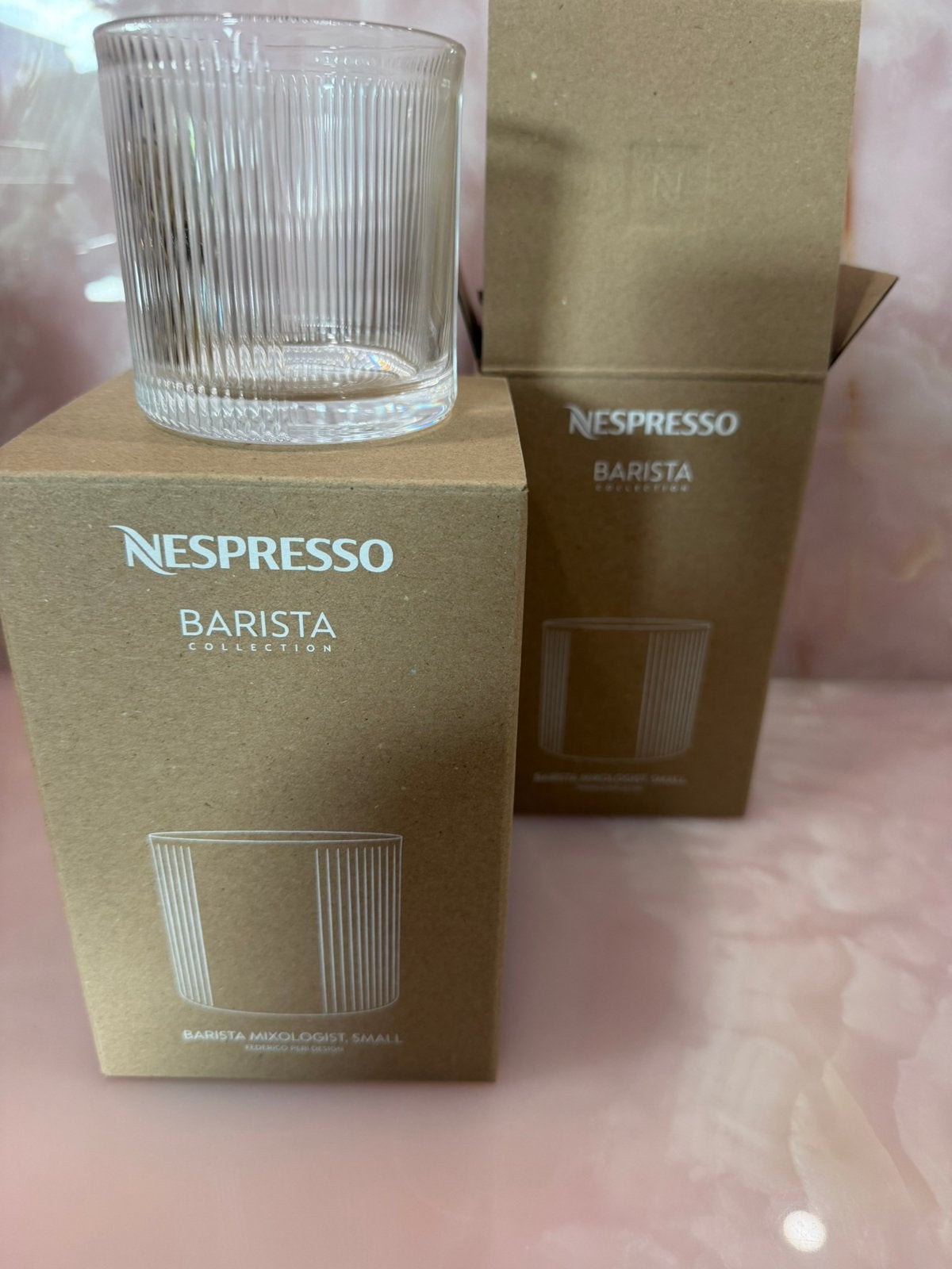 Nespresso barista glas 4 stuk nieuw, Glas of Glazen, Overige merken, Nieuw, Ophalen of Verzenden