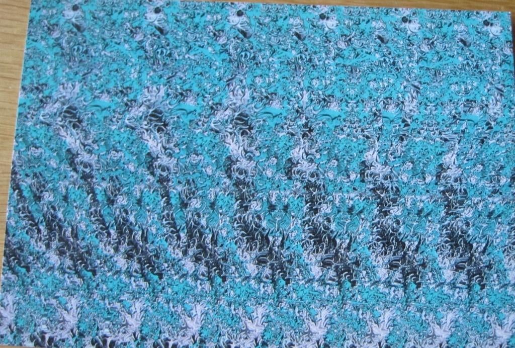 Twee magic eye kaarten met blauwgroene tinten - nieuw, Verzenden, 1980 tot heden, Ongelopen, Overige thema's