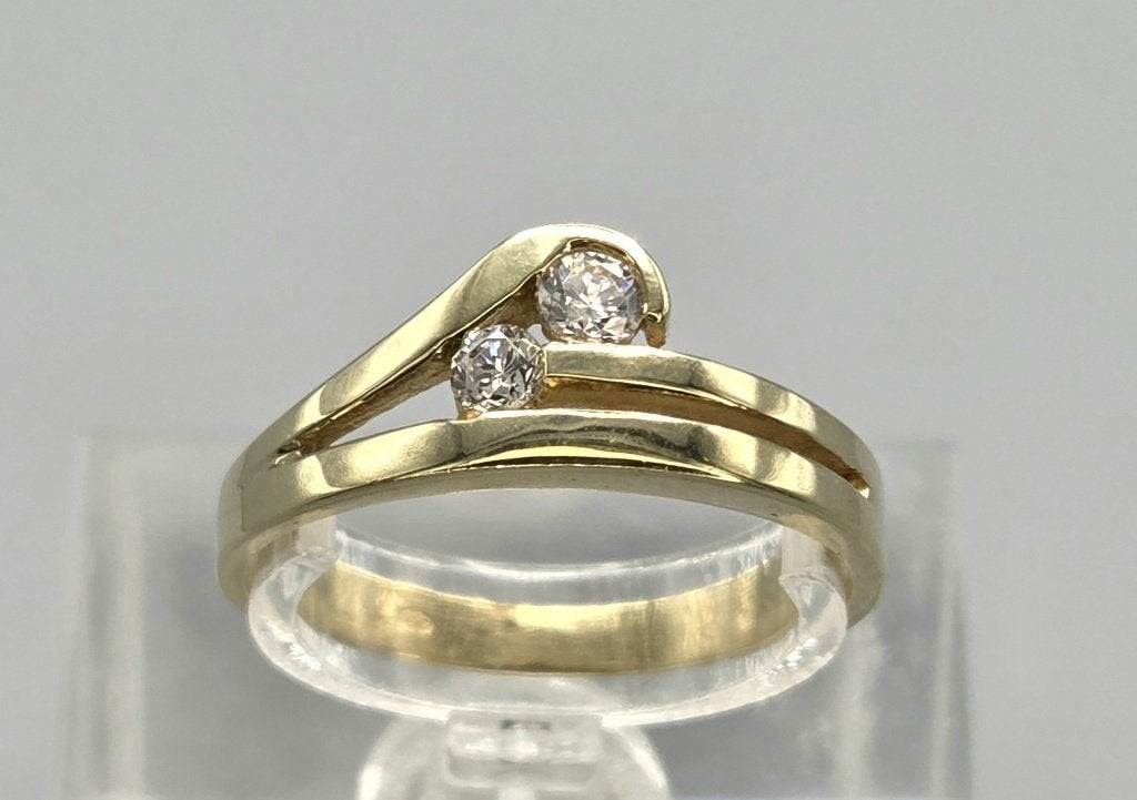 Vintage gouden design bi-color ring met zirkonia. 2026/573