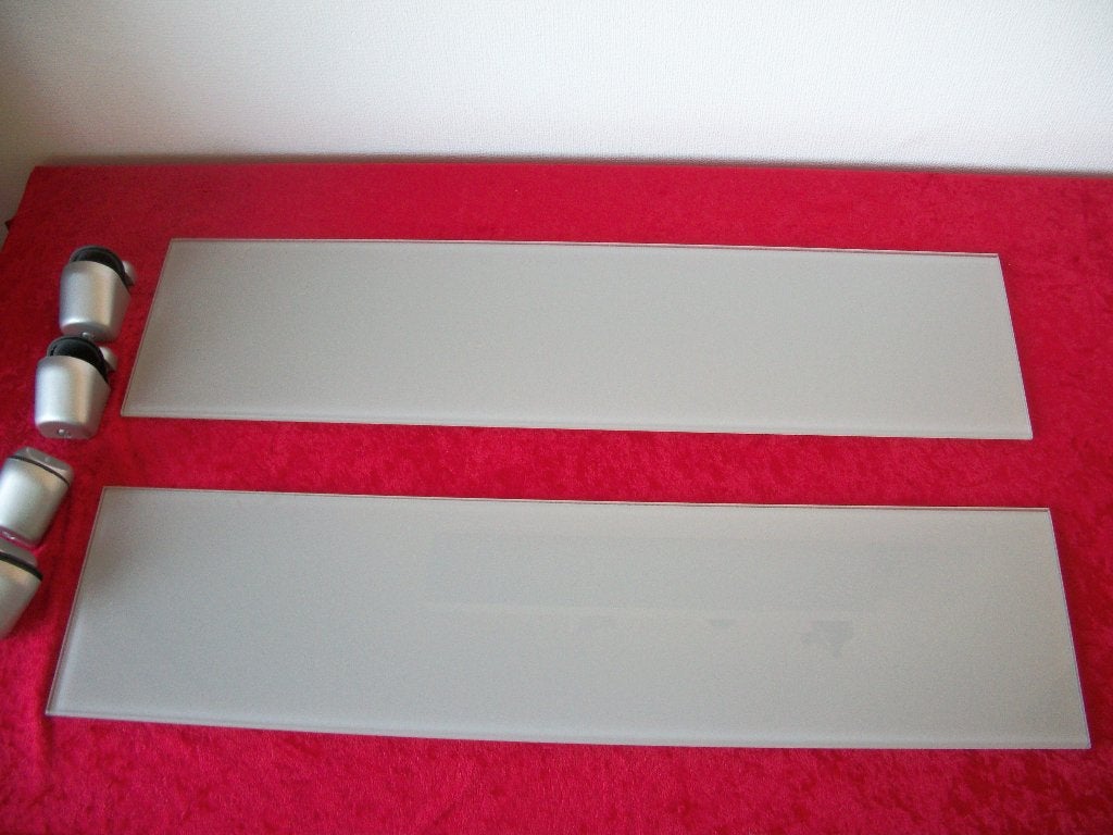 2x Duraline Wandplank Glas met ophangclips 60 x 15 cm p.stuk, Ophalen of Verzenden, Zo goed als nieuw