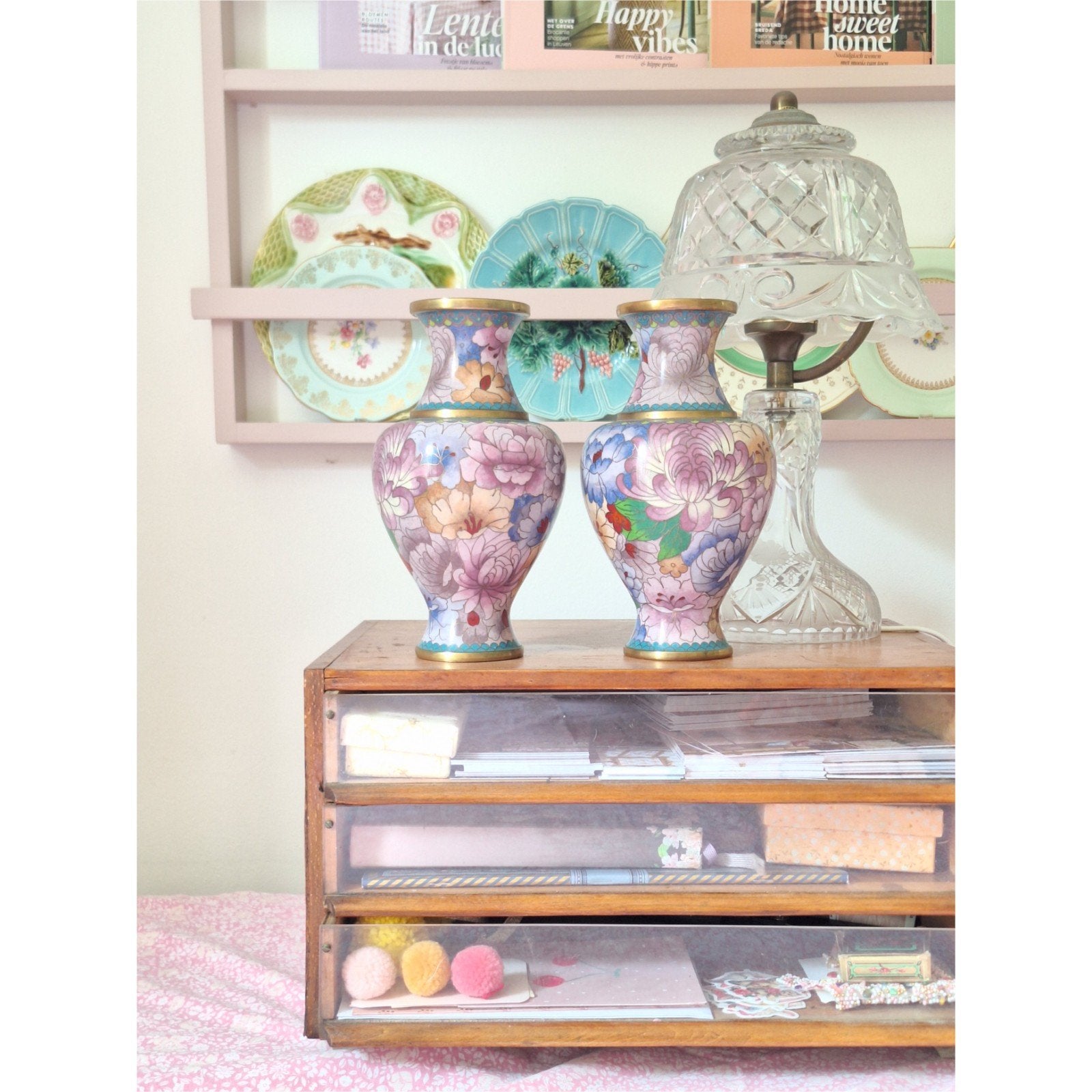 Cloisonne vazen, Huis en Inrichting, Ophalen of Verzenden, Roze