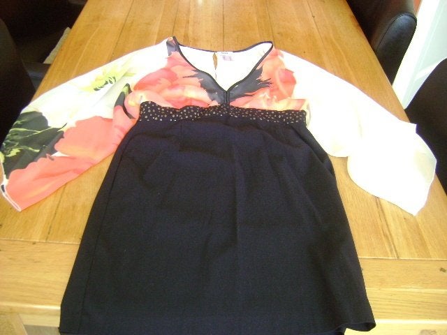 B.P.C. zwart / oranje jurk, maat 40 / NU 2=1, Maat 38/40 (M), Bonprix, Zo goed als nieuw, Boven de knie