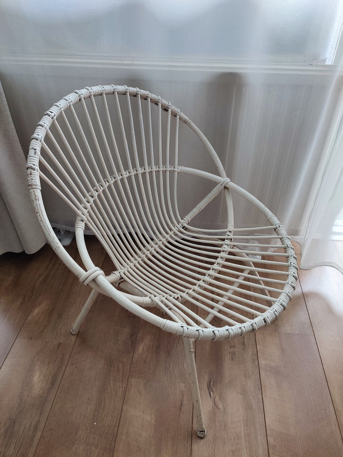 Witte rotan stoel - Vintage design Rohe Noordwolde, Ophalen, Gebruikt, Wit, Vintage