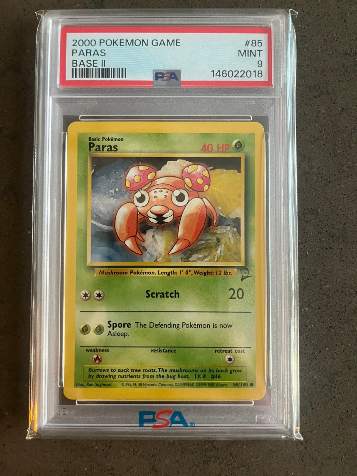 Paras PSA 9 - Pokemon Base Set II 1999, Ophalen of Verzenden, Zo goed als nieuw, Losse kaart