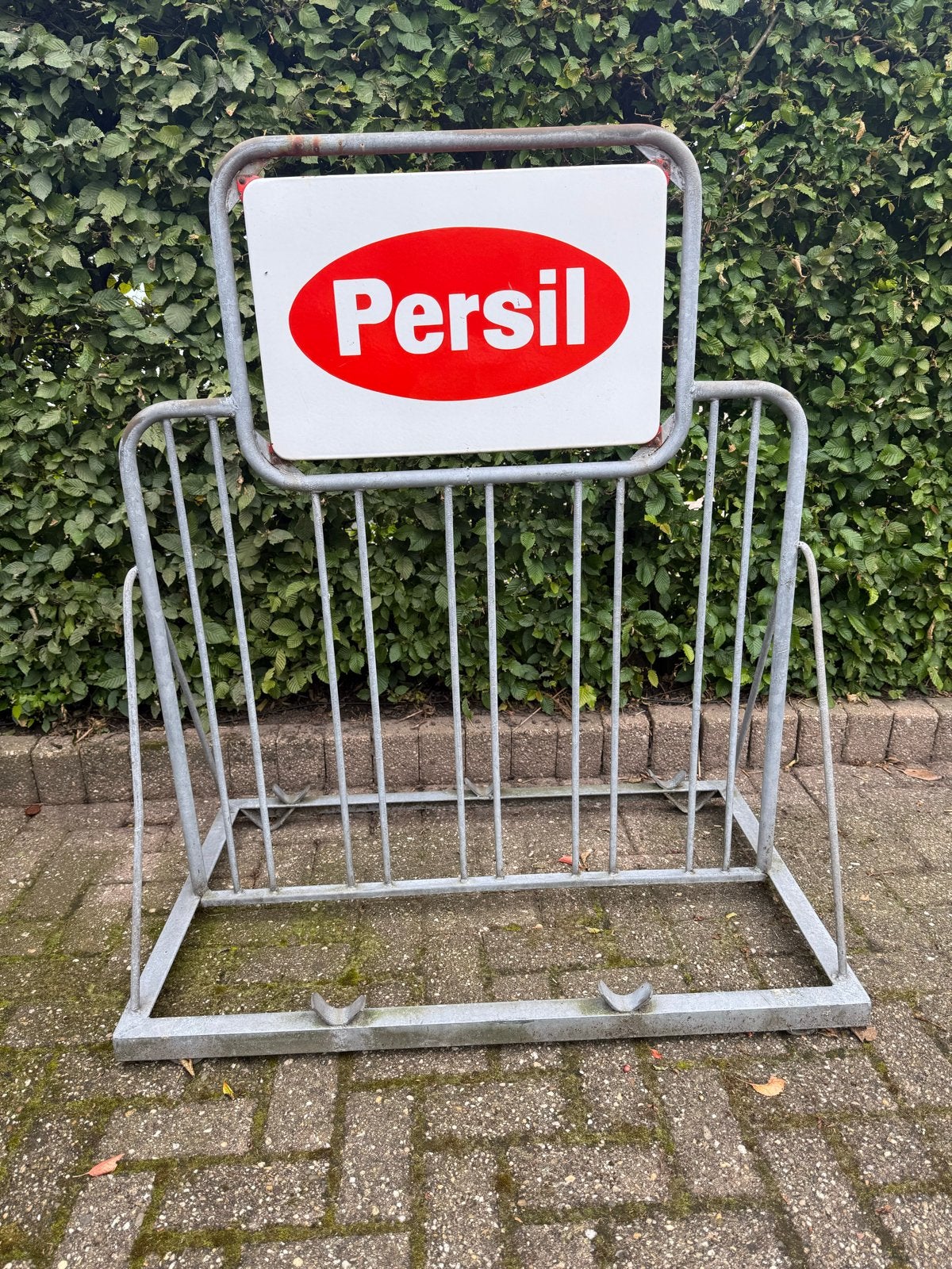Fietsenrek met 2 emaille reclameborden van Persil, Fietsen en Brommers, Fietsaccessoires | Fietsenrekken, Ophalen of Verzenden
