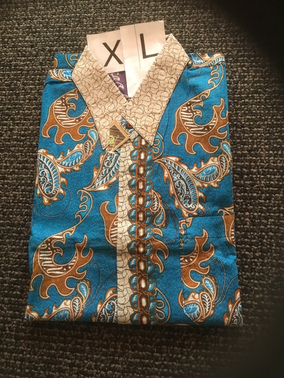 Turquoise kleur Batik overhemd maat XL 👔, Kleding | Heren, Overhemden, Ophalen of Verzenden, Zo goed als nieuw, Blauw, Halswijdte 43/44 (XL)