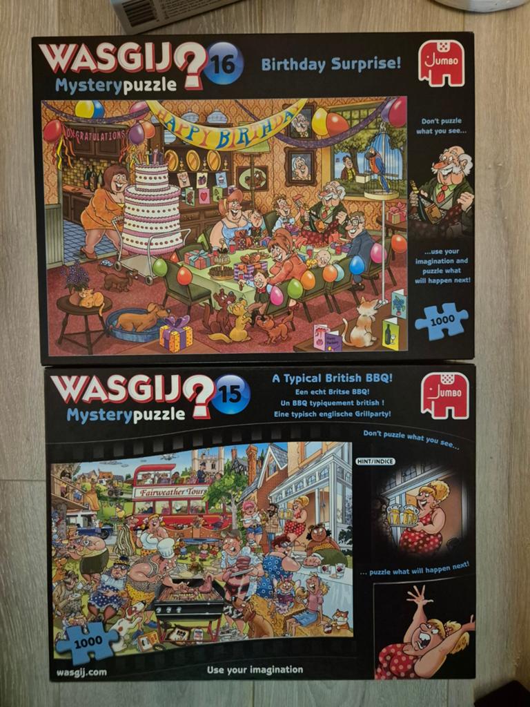 Wasgij Mystery Puzzels 15 & 16 - 1000 stukjes, Ophalen, Meer dan 50 stukjes, Gebruikt, 6 jaar of ouder