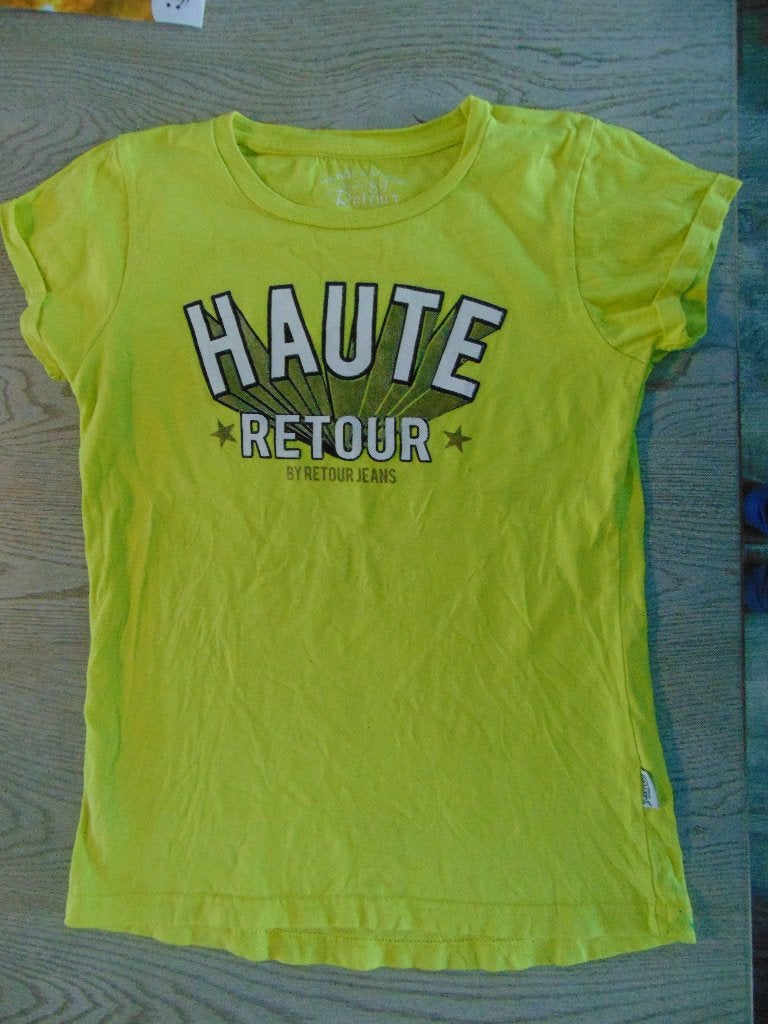 Retour T-shirt geel maat 134 shirt korte mouw, Gebruikt, Meisje, Ophalen of Verzenden, Shirt of Longsleeve