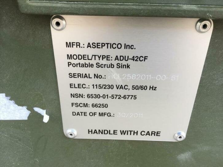 mobiele wasunit ontsmetting uit Amerikaans leger Aseptico, Niet ingevuld, Niet ingevuld, Nieuw, Ophalen of Verzenden