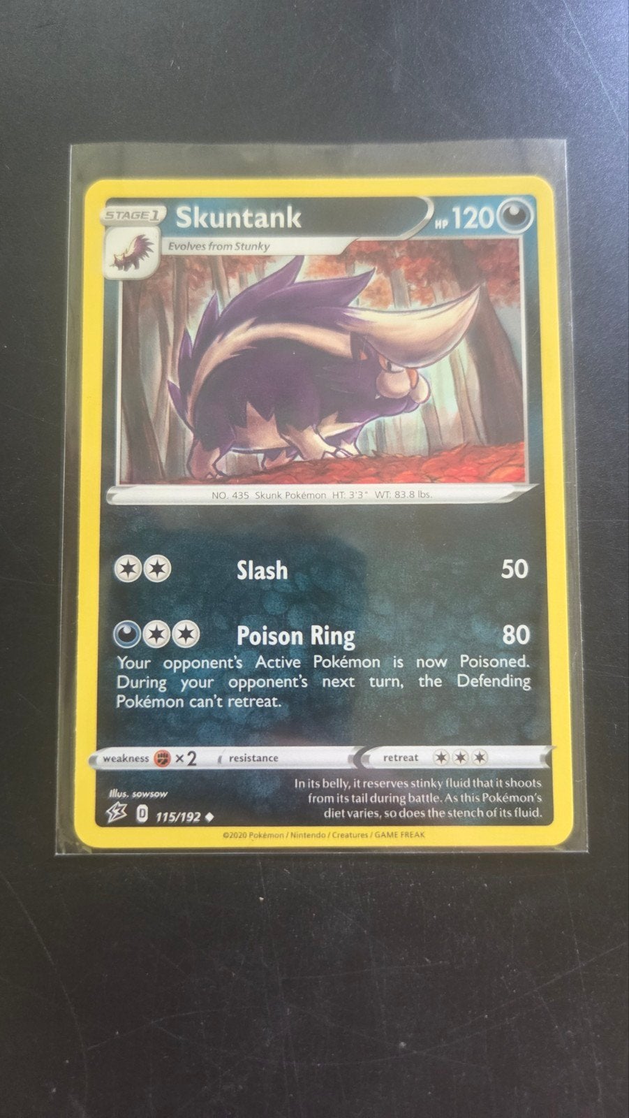 Skuntank 115/192 Rebel Clash Pokémon Kaart, Verzenden, Zo goed als nieuw, Losse kaart