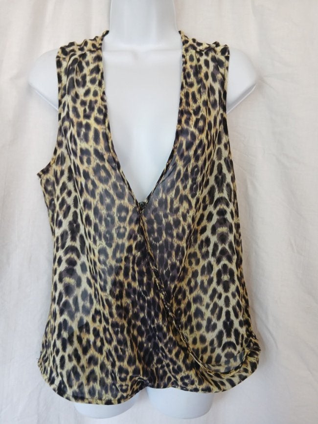 Leuk doorschijnend shirt, luipaardprint mt M Bella Ragazza, Maat 38/40 (M), ., Zwart, Ophalen of Verzenden