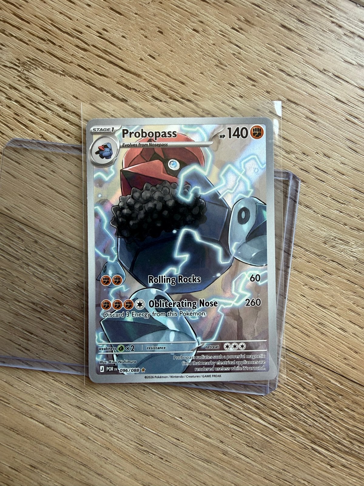 Pokémon TCG Probopass full art POR 096, Ophalen of Verzenden, Zo goed als nieuw, Losse kaart, Foil
