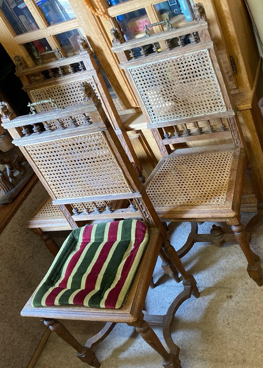 3 Antieke houten stoelen met rieten zitting - set van 2, Ophalen
