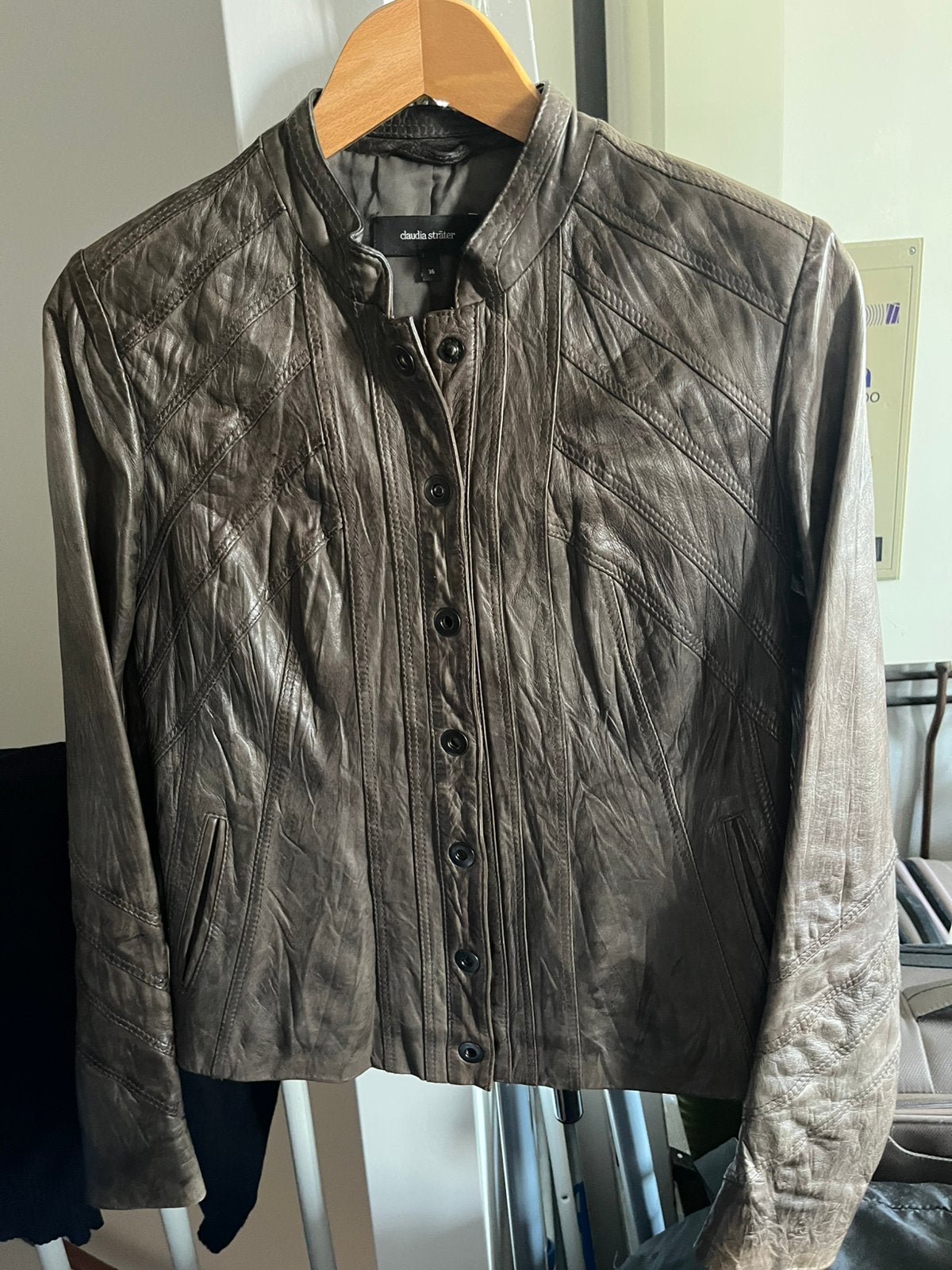 Leren jasje Claudia Strater, maat 36, Kleding | Dames, Jassen | Zomer, Verzenden, Zo goed als nieuw, Maat 36 (S), Bruin
