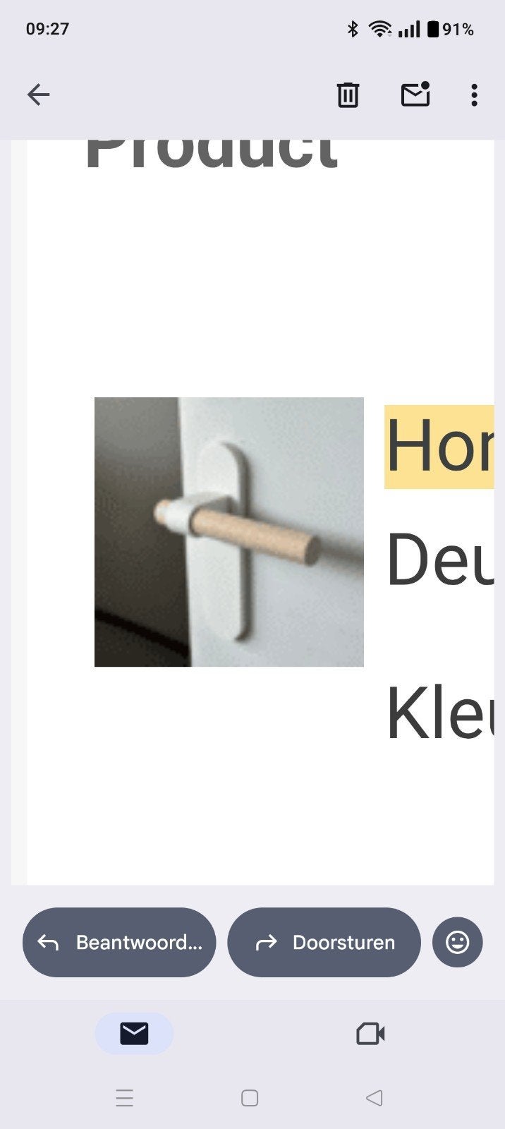 2x Nieuwe witte deurkrukken met houten greep, Ophalen, Nieuw, Rvs, Klink of Kruk