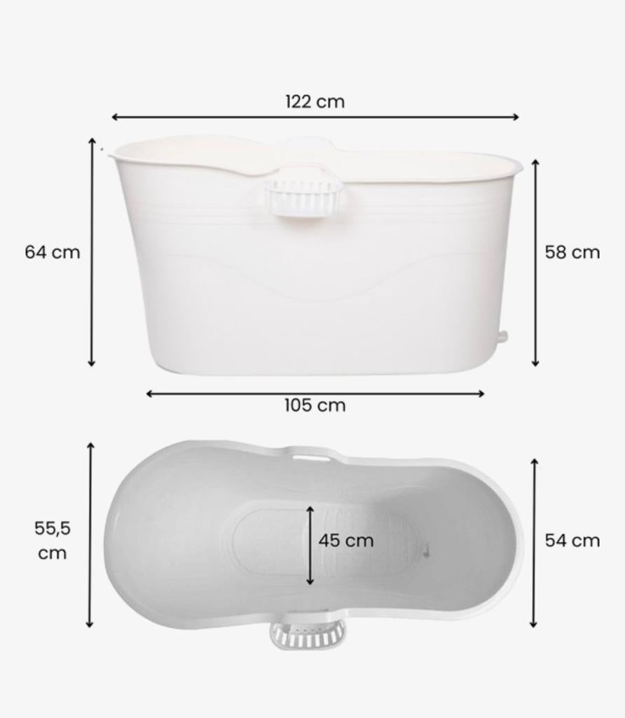 Bath Bucket XL Wit - Zitbad voor volwassenen - 122 cm, Huis en Inrichting, Badkamer | Complete badkamers, Ophalen, Zo goed als nieuw