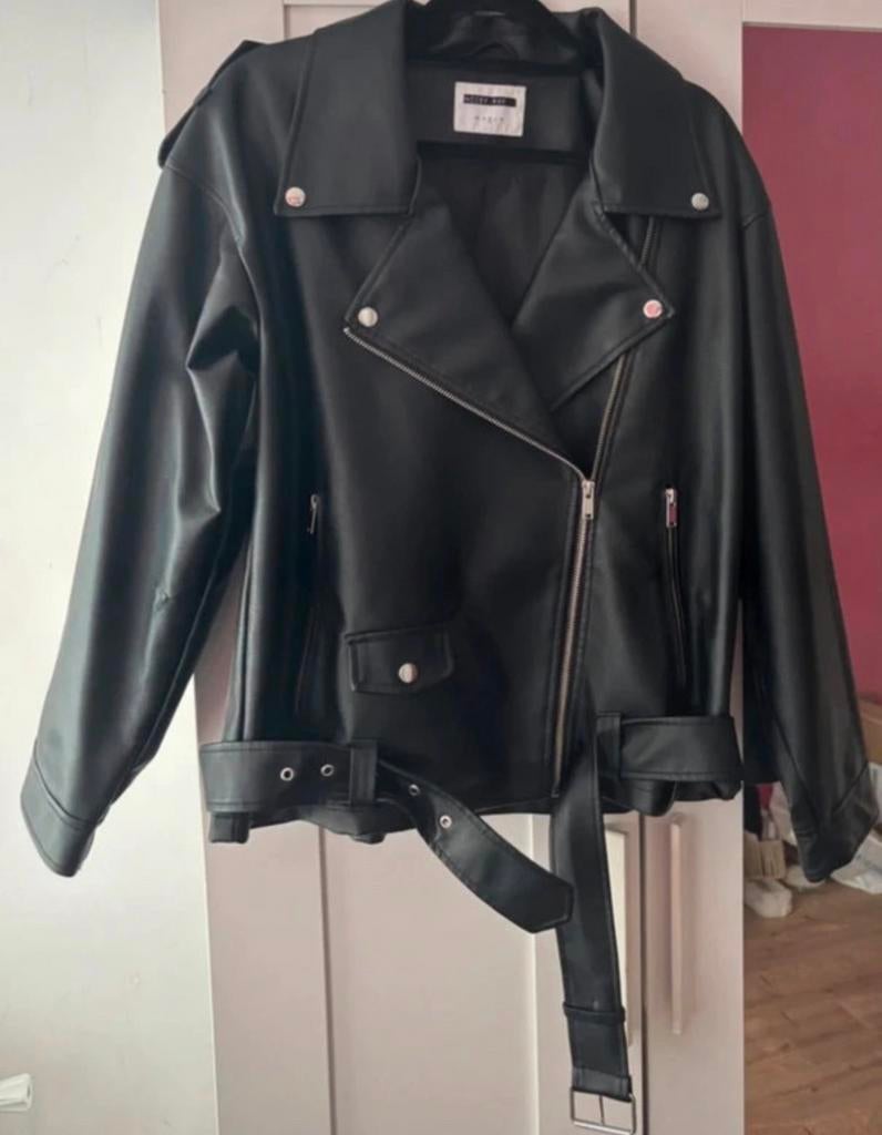Noisy May Zwart Imitatie Leren Bikerjack, Ophalen of Verzenden, Zo goed als nieuw, Maat 38/40 (M), Zwart