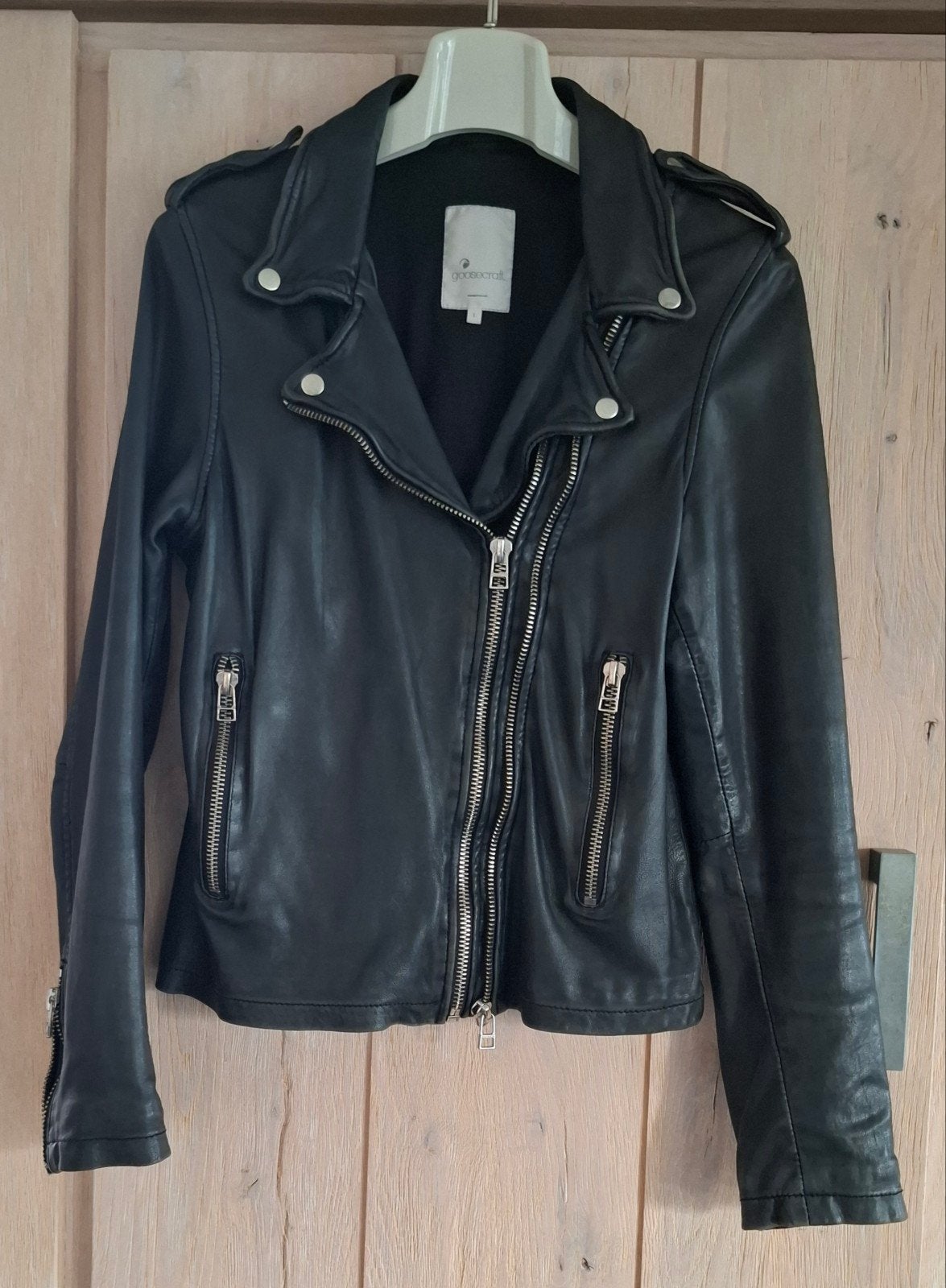 Goosecraft Leren Bikerjack 513 - Maat L, Goosecraft, Zwart, Maat 42/44 (L), Ophalen of Verzenden