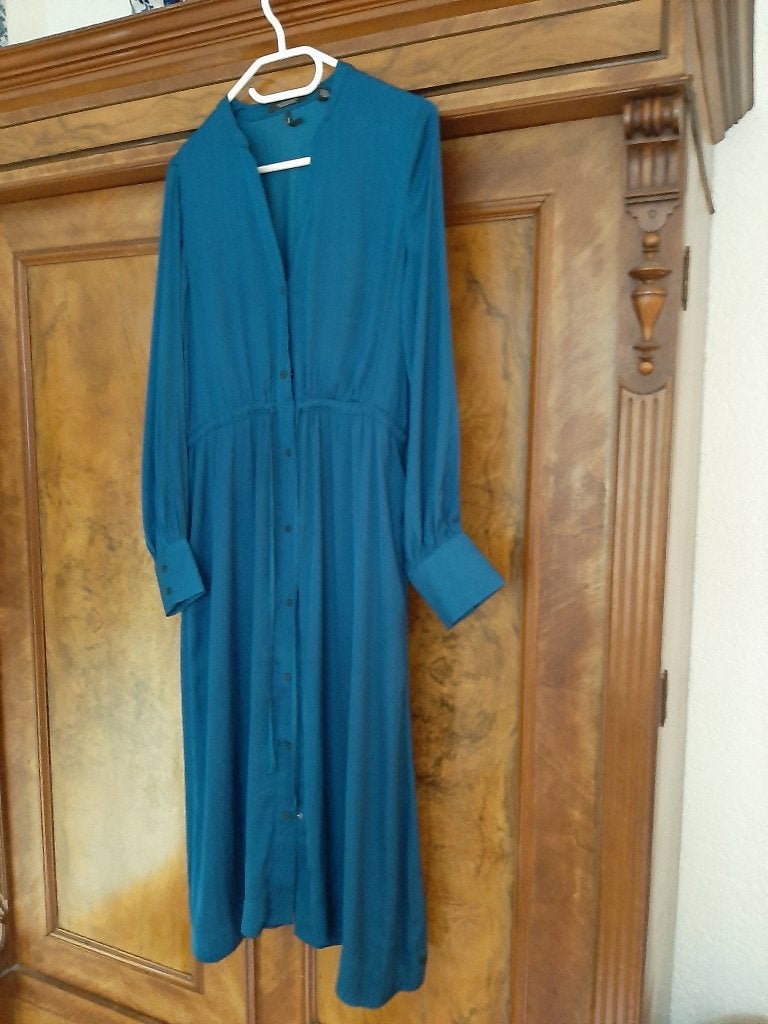 Scotch & Soda petrolblauwe midi jurk. M, Kleding | Dames, Jurken, Maat 38/40 (M), Blauw, Scotch & Soda, Ophalen of Verzenden