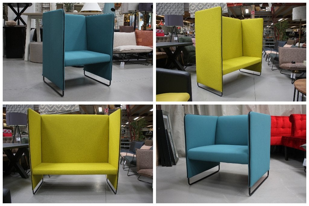 3 x moderne fauteuil ZIPPO Pedrali design blauw akoestisch, Ophalen, Modern design, Minder dan 75 cm, Zo goed als nieuw