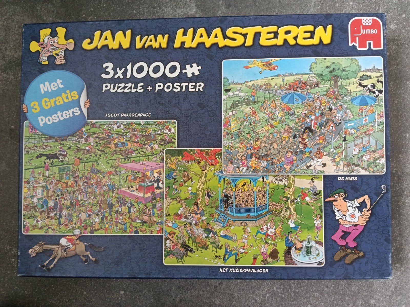 Jan van Haasteren 3x1000 stukjes puzzel, Hobby en Vrije tijd, Ophalen of Verzenden, 500 t/m 1500 stukjes, Zo goed als nieuw