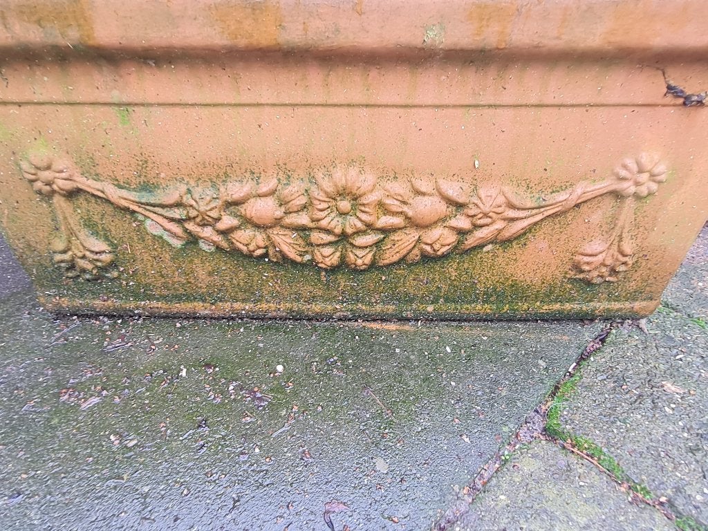Vintage Italiaanse terracotta bloembak groter  modp/st 69.95, Ophalen, Heikant 21 Kaatsheuvel, Steen, Minder dan 30 cm
