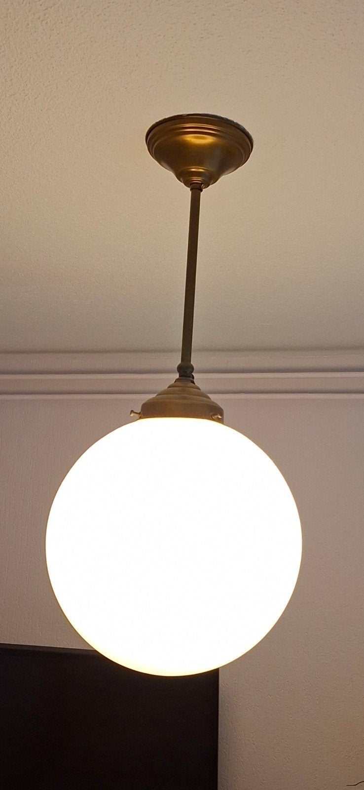 schoollamp witte bol lamp vintage retro, Huis en Inrichting, Lampen | Hanglampen, Ophalen, Gebruikt