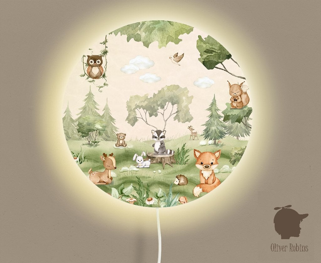 Ronde Wandlamp Woodland Joy 35 cm (Ø) Oliver Robins, Bi & Li Creaties, Nieuw, Ophalen of Verzenden, Bilicreaties@gmail.com