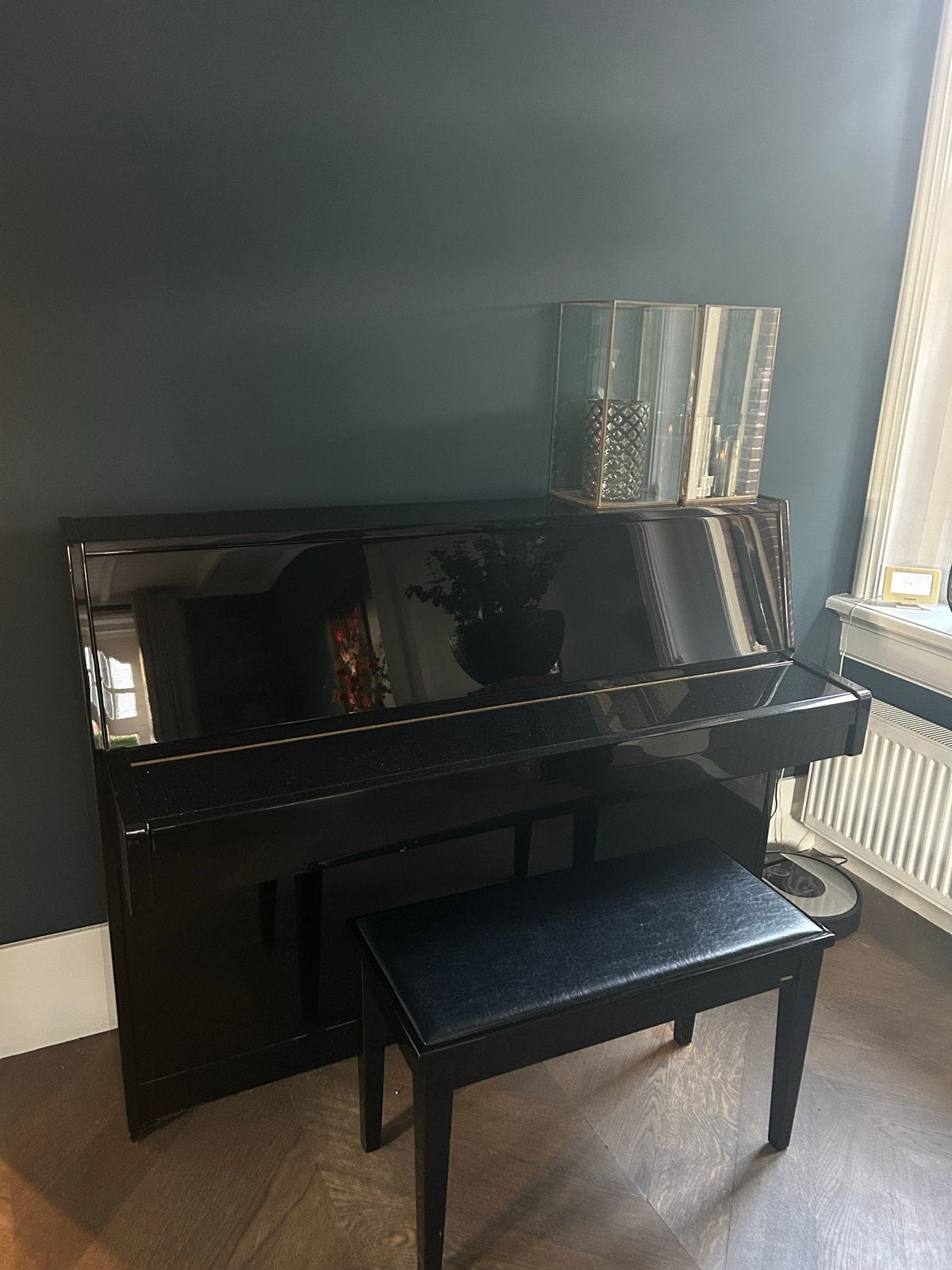Zwarte hoogglans Eterna piano ERC 10, Muziek en Instrumenten, Ophalen, Gebruikt, Zwart, Piano
