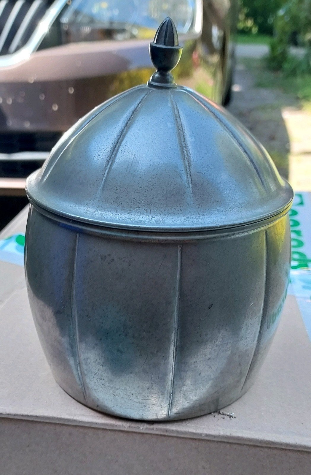 Prachtige Vintage Tinnen Pot met Deksel –Rio Zuiver Tin Tiel, Antiek en Kunst, Antiek | Tin, Ophalen of Verzenden