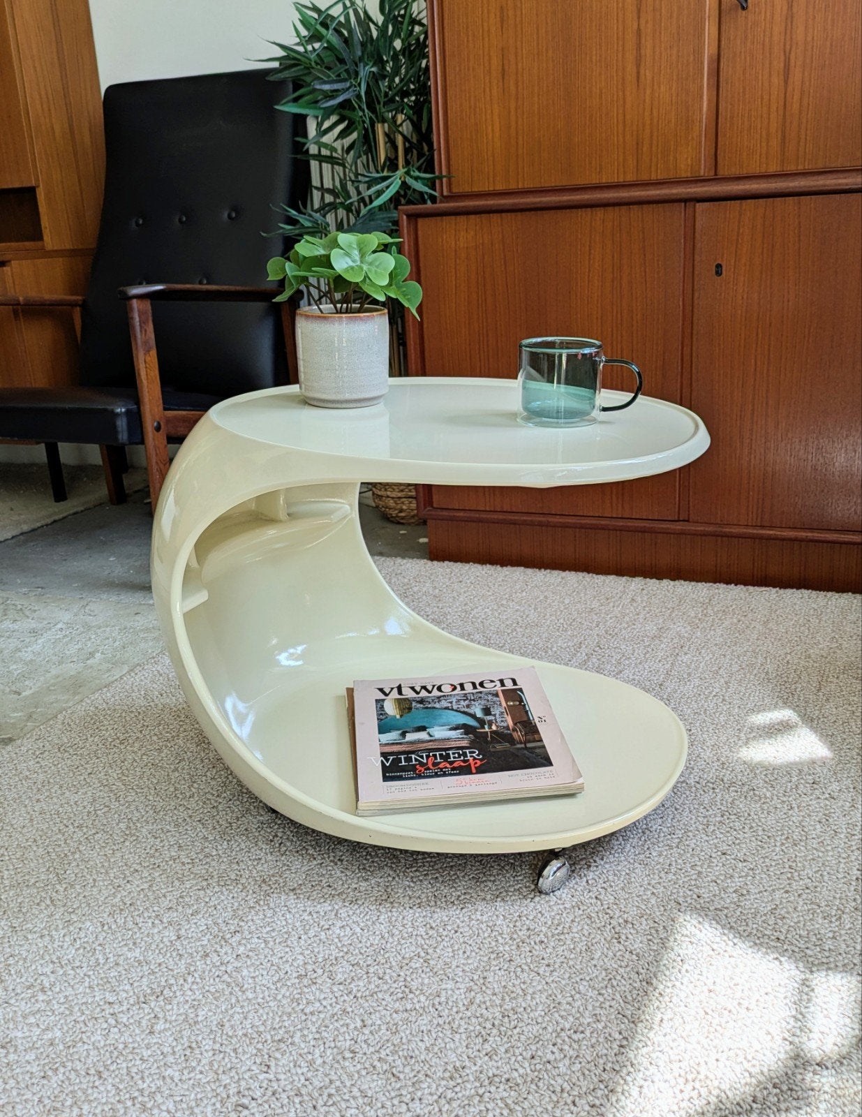 Vintage retro space age tafeltje op wieltjes, Ophalen, Opal Möbel, ., .