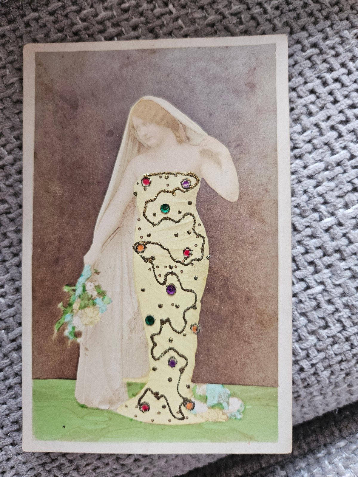 Brocante dame met glitter Jurk, Ophalen of Verzenden, Voor 1920, Ongelopen
