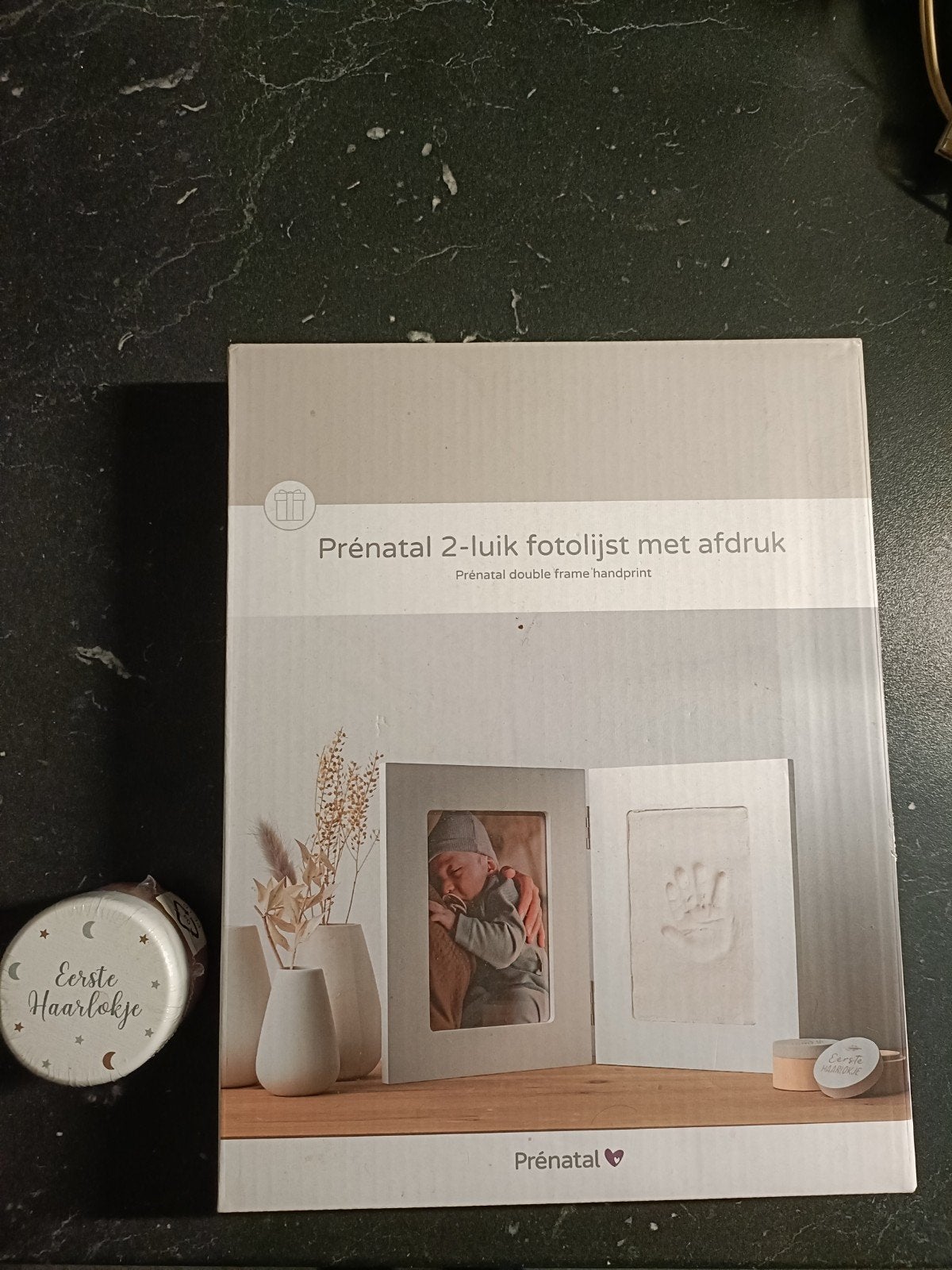 Prénatal 2-luik fotolijst met afdruk en haarlokje doosje, Ophalen, Nieuw