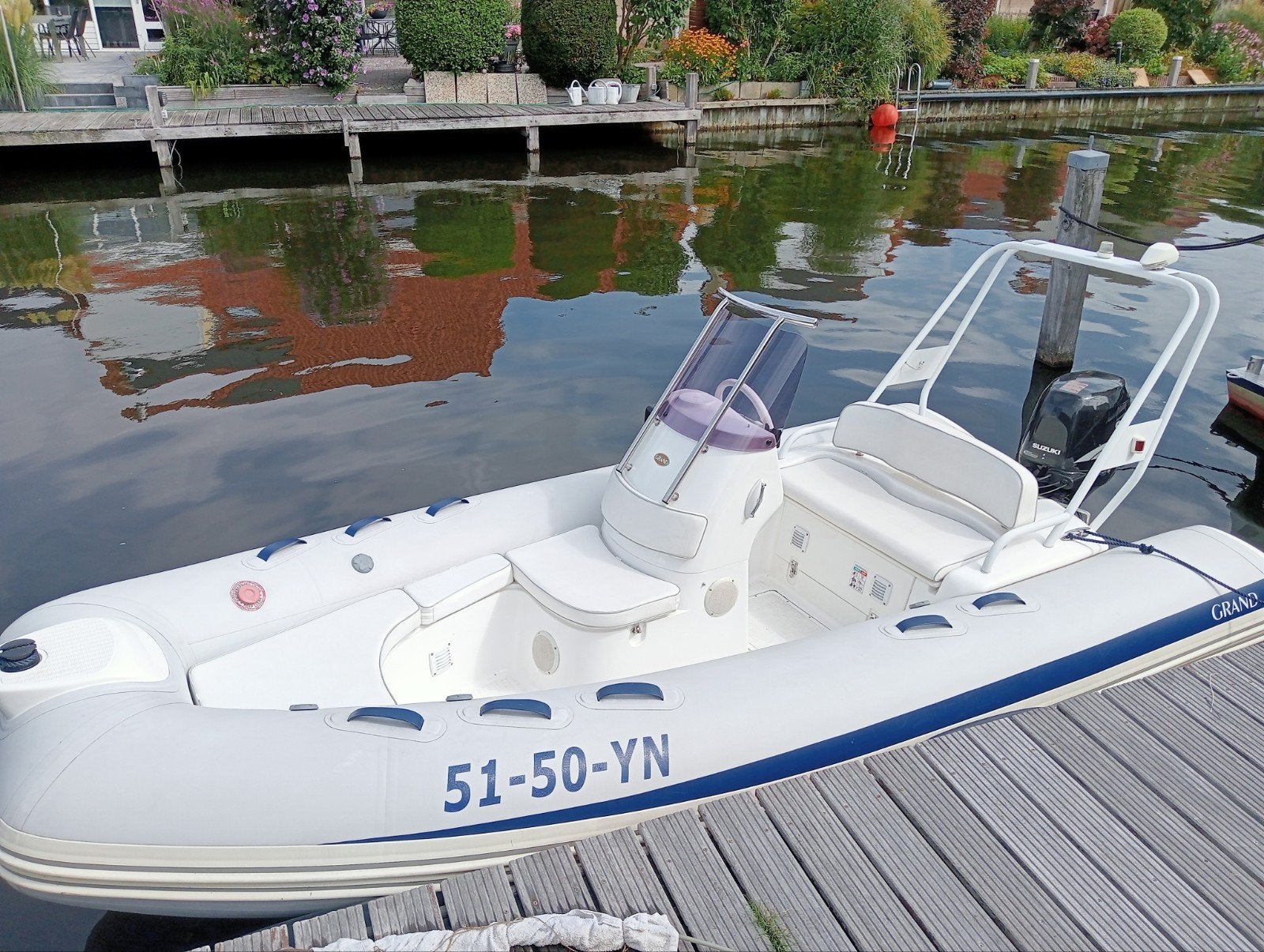 Grand RIB 480 GE de luxe met Suzuki 40pk buitenboordmotor, Gebruikt, Inclusief motor, Grand, Ophalen
