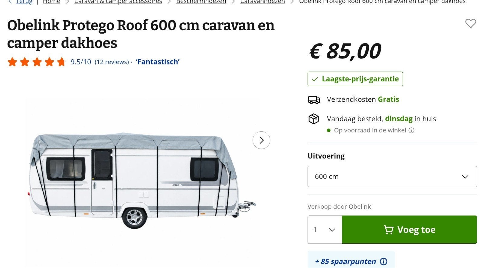 Camper/Caravan dakhoes 600x300cm - 3 winters gebruikt, Ophalen, Gebruikt