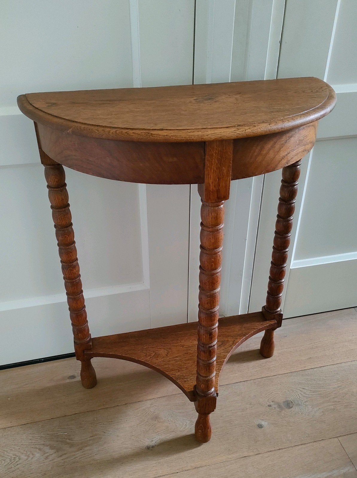Antieke plantentafel tafeltje half rond eiken haltafel, Antiek en Kunst, Antiek | Meubels | Tafels, Ophalen of Verzenden
