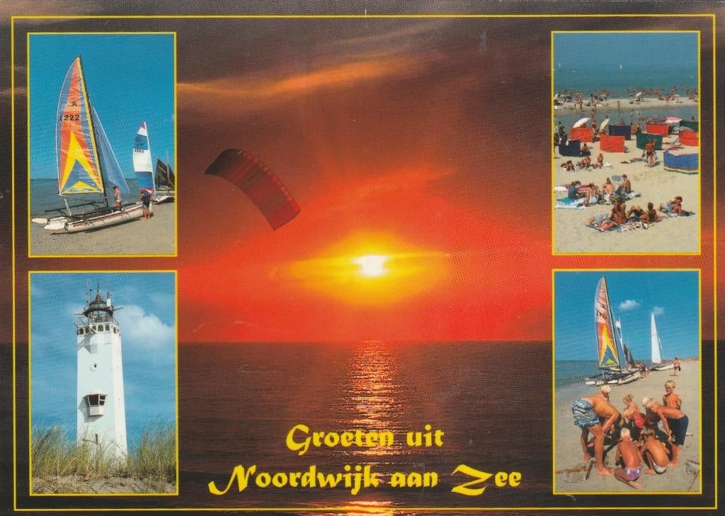 NOORDWIJK AAN ZEE Strand Vuurtoren Avond Groeten, Verzenden, 1980 tot heden, Ongelopen, Zuid-Holland