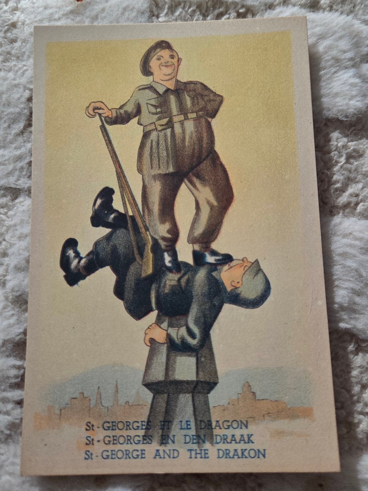 Belgische spotprent WOII postkaart, Verzenden, 1940 tot 1960, Ongelopen, Overige thema's