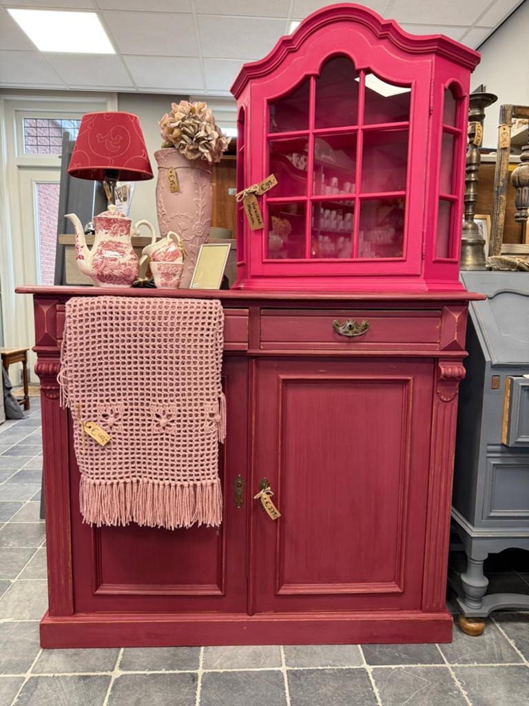 Brocante commode burgundy, Ophalen, Zo goed als nieuw, 25 tot 50 cm, 100 tot 150 cm