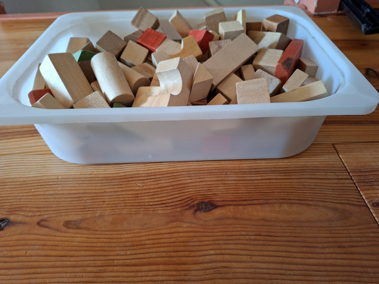 Houten bouwblokken in diverse vormen en kleuren, Kinderen en Baby's, Ophalen, Gebruikt