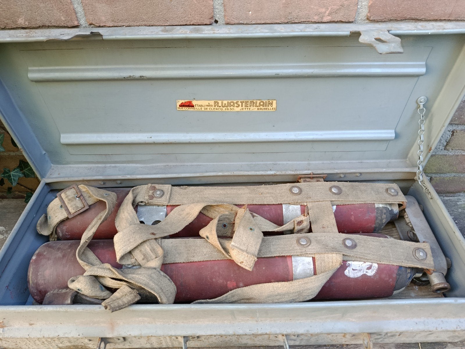 Oude duikflessen / zuurstofflessen Belgische brandweer, Ophalen of Verzenden