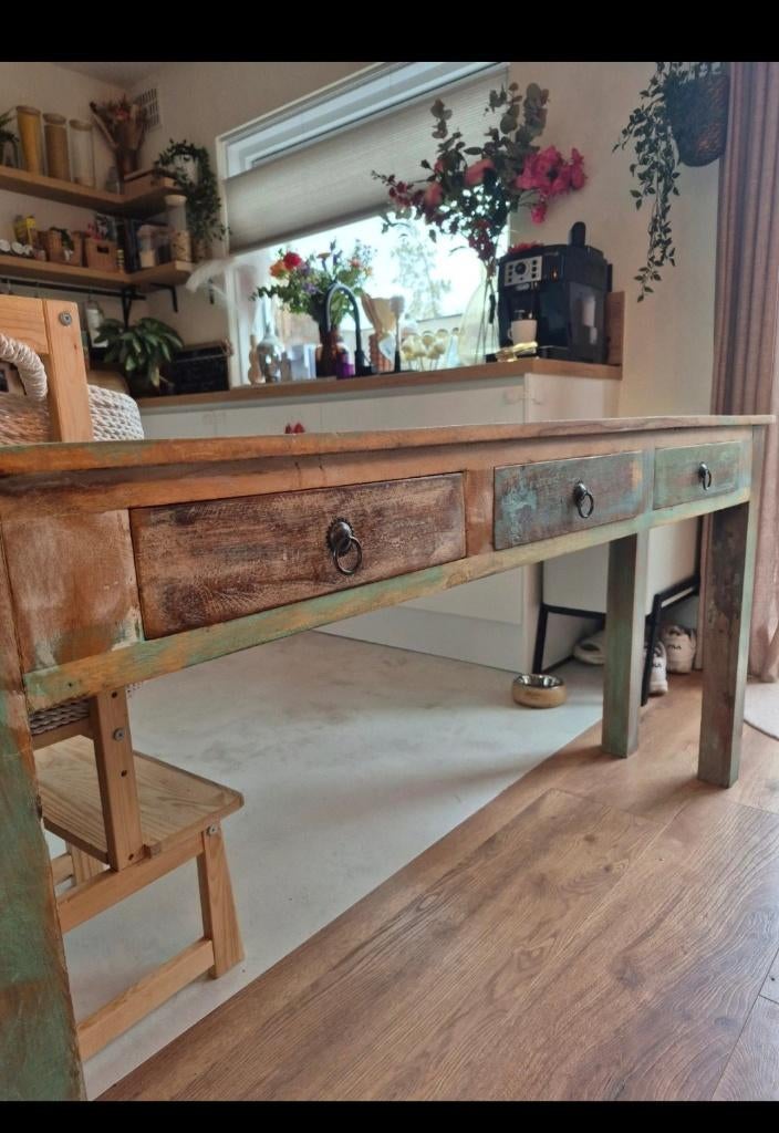 Wandtafel BIEDEN VANAF 90 (komt niet goed door zie ik), Ophalen, 100 tot 150 cm, Vintage, Zo goed als nieuw