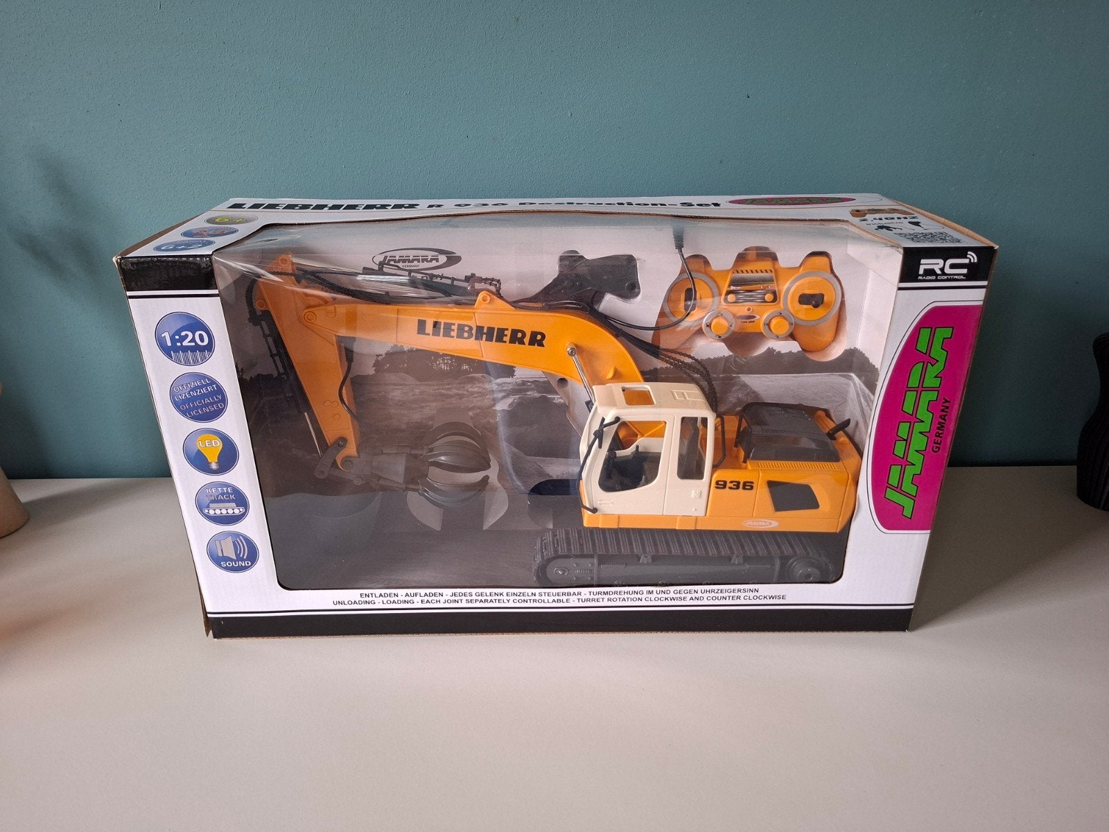 Liebherr R 936 Graafmachine RC met accessoires, Auto offroad, Zo goed als nieuw, RTR (Ready to Run), Overige schalen