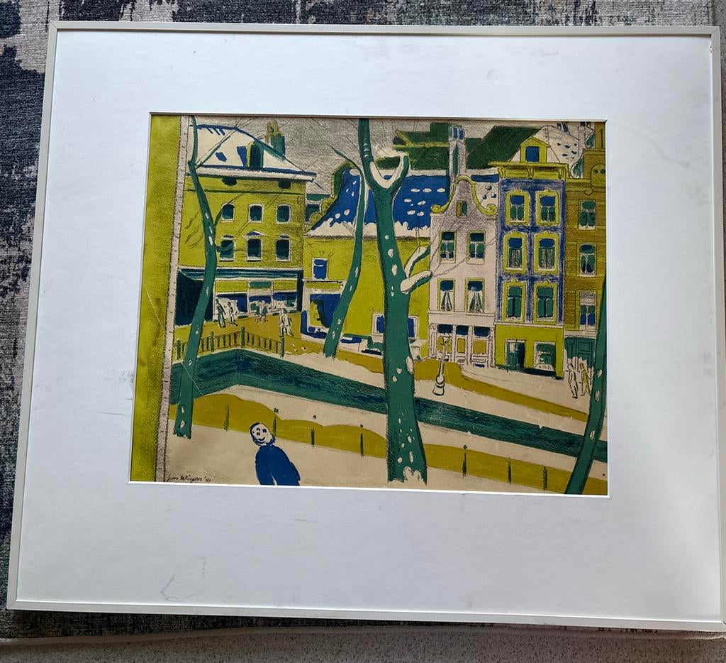 Jan Wiegers, Achterburgwal, Litho, 1947, Ophalen
